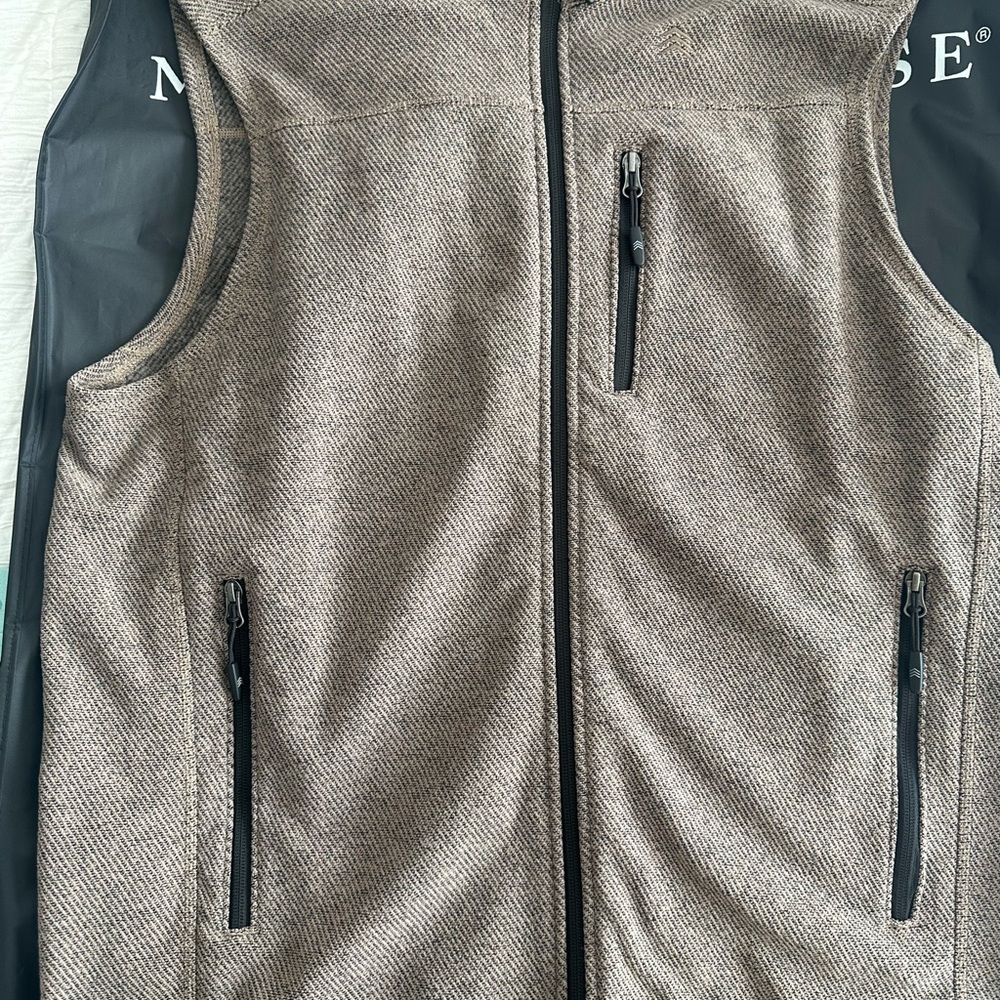 Men's Solaris Brown Herringbone Vest with Zippered Pockets